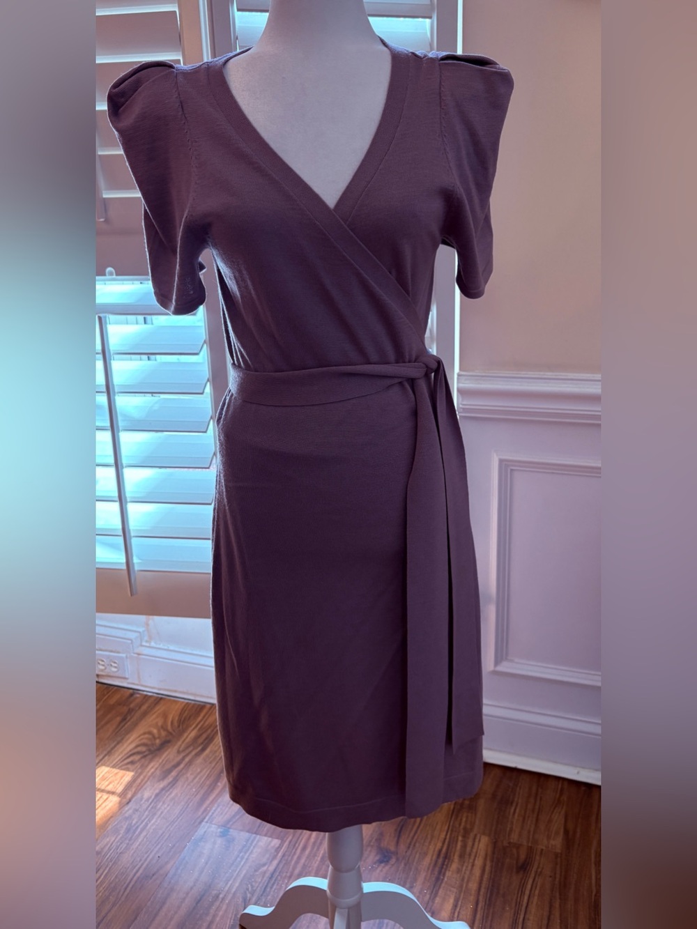 Diane Von Furstenberg Plum Wrap Dress with Self-Tie
